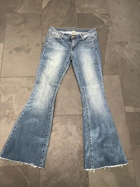 Articles Of Society Light Blue Flare Jeans with Raw Hem size 30 boho